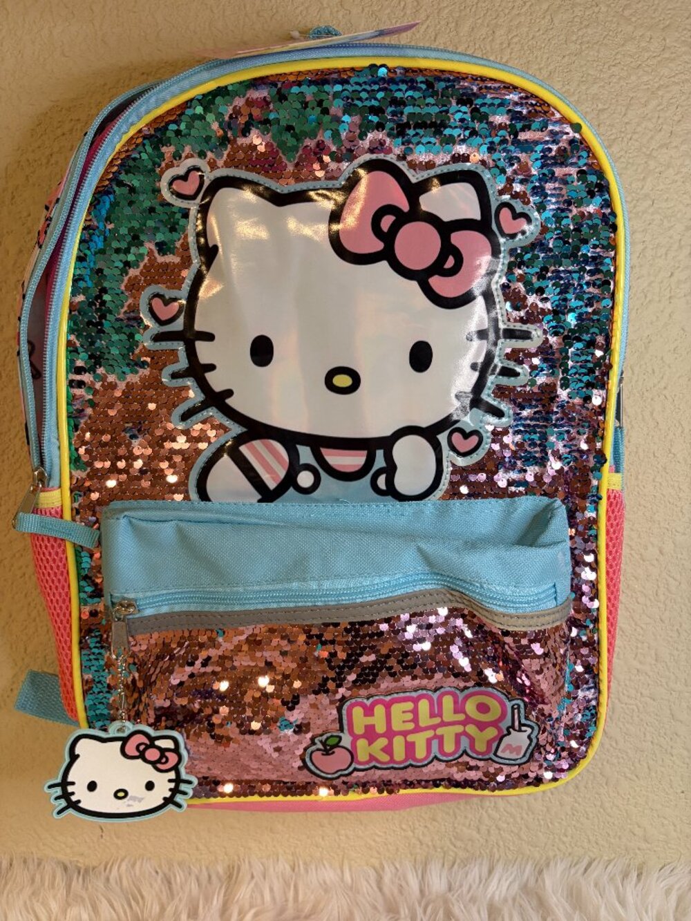 Hello Kitty Backpack Reversible Sequin Holographic Pink Blue School Bag NWT